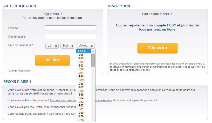 Authentification | fdj.fr