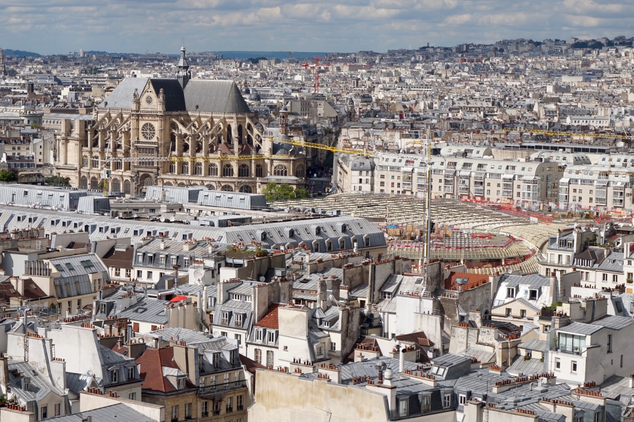 Vue de la Tour Saint Jacques - Saint Eustache et le chanier des Halles