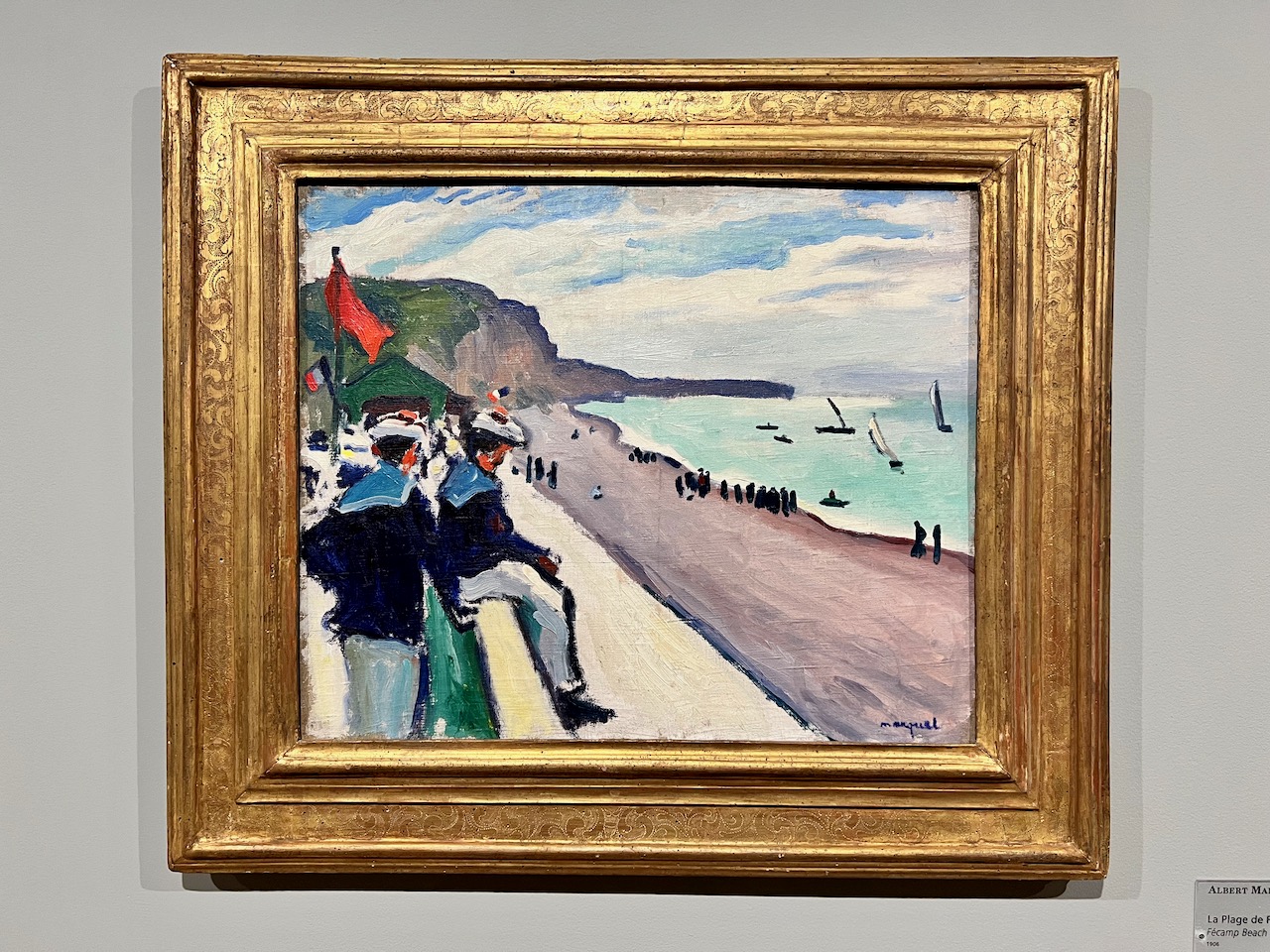 2 marins contemplent la plage de Fécamp, peint par Albert Marquet